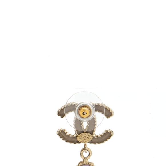 Chanel Oval CC Dangle Earrings Metal with Enamel and Resin Gold - Picture 4 of 4